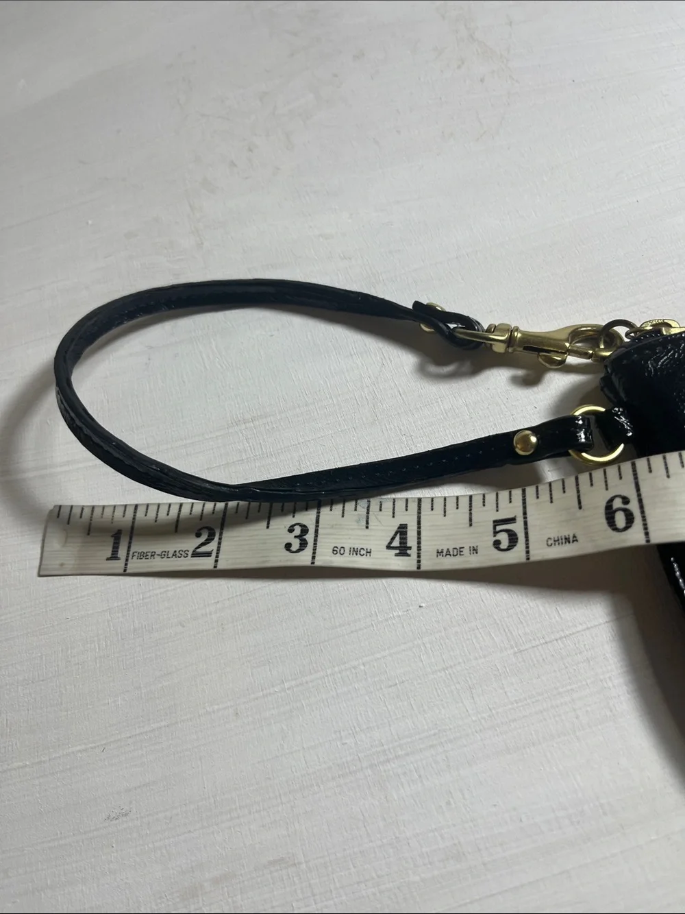 Coach Poppy Black Patent Leather Wristlet with Gold Accents